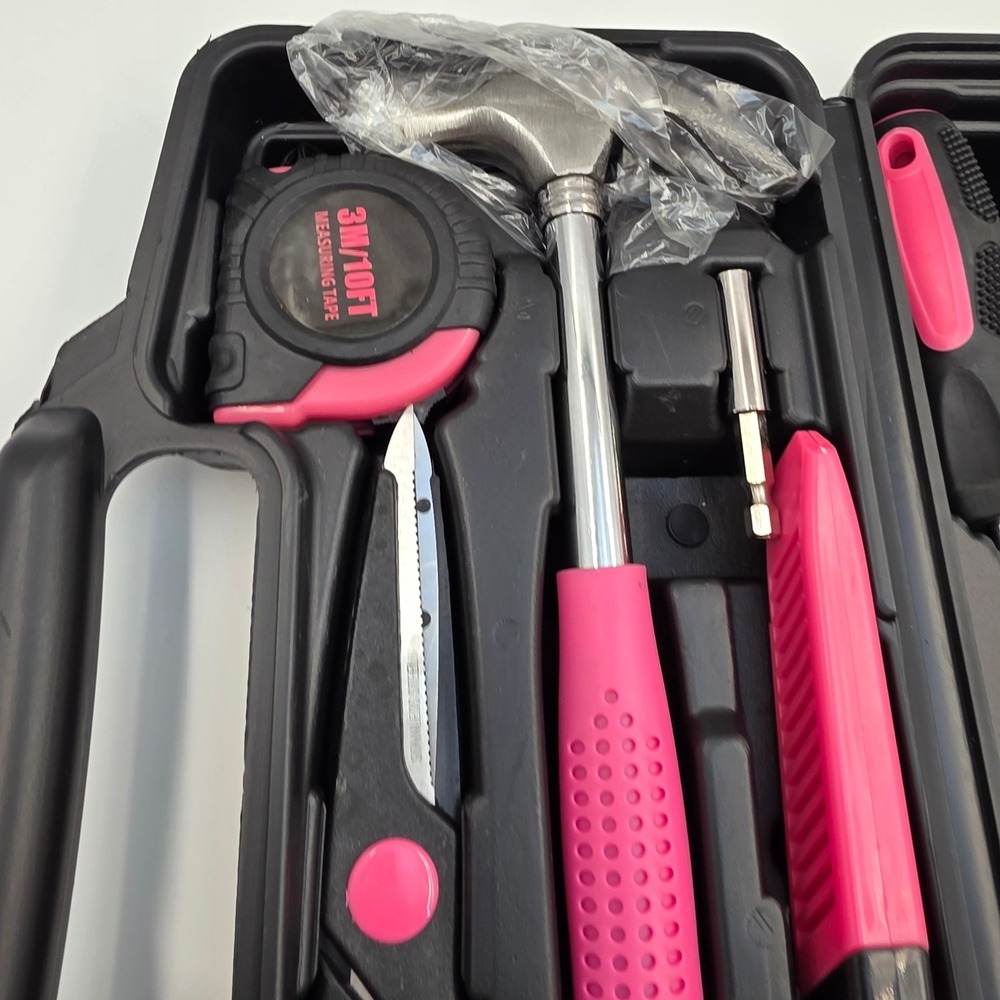 Pink and Black 39 Piece Home Tool Kit with Carrying Case DIY Household Set L4 - Picture 14 of 16